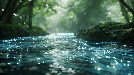 rain drops on the river 
