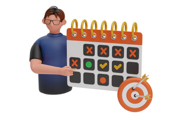 Businessman is Meeting Deadline 3D Illustration