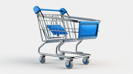 A model of a shopping cart against a white background
