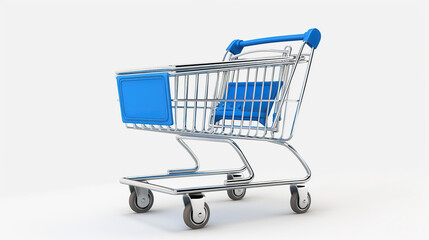 A model of a shopping cart against a white background