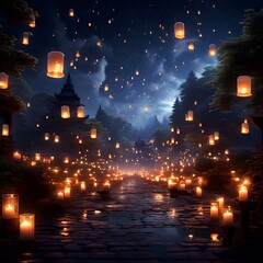 lantern lit night sky