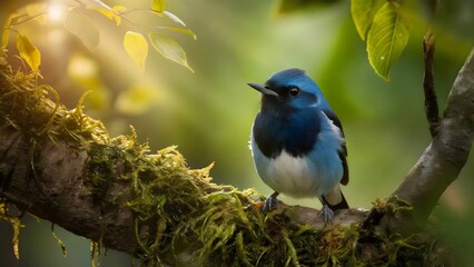 Obraz premium The Serene Beauty of a Blue Bird in the Forest