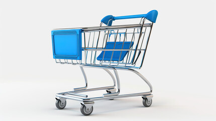 A model of a shopping cart against a white background