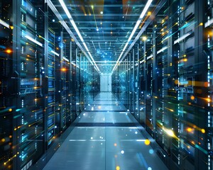 Fototapeta premium Illustration of Processing data at the edge of the network, closer to where it is generated, to reduce latency and improve real-time decision-making. Ai Generate.