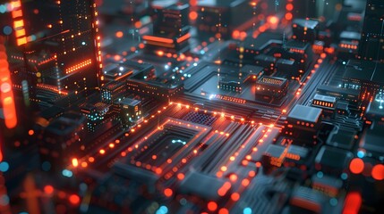 Obraz premium Illustration of Processing data at the edge of the network, closer to where it is generated, to reduce latency and improve real-time decision-making. Ai Generate.