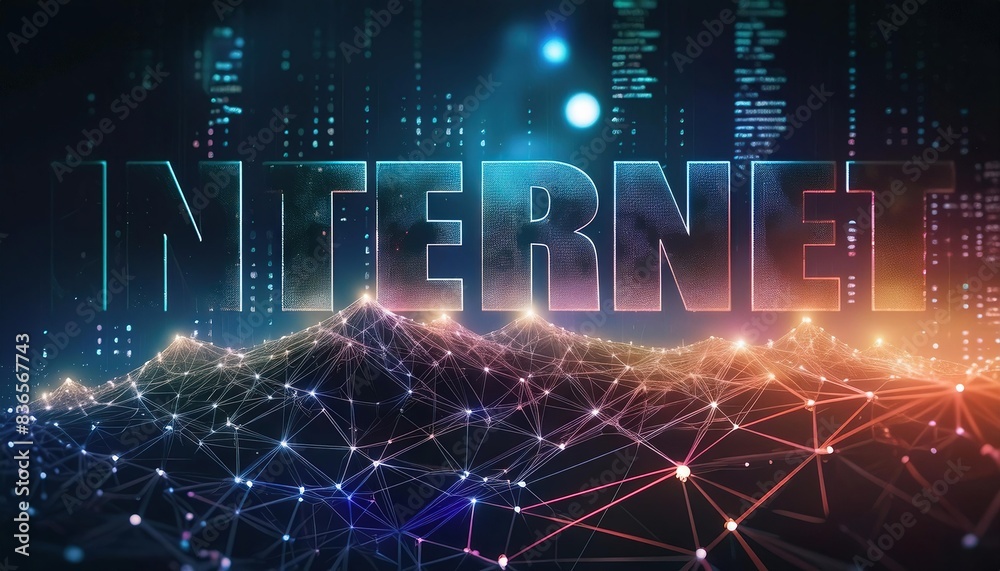 Poster futuristic internet network and data visualization