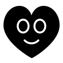  heart smile glyph icon style
