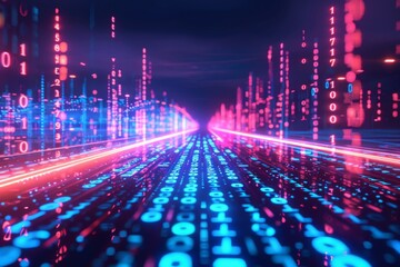 Fototapeta premium Digital Binary Technology Background created with Generative AI