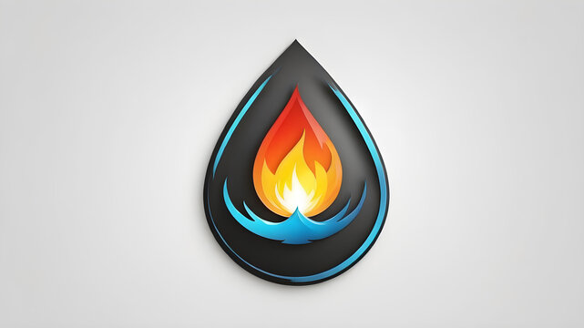 Logo, water drop with a fire flame inside Generative AI