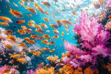 Colorful Underwater Scene with Fish and Coral Reefs
