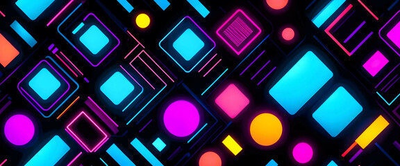 Retro Vibes: A 1980s retro design with neon colors and geometric shapes.