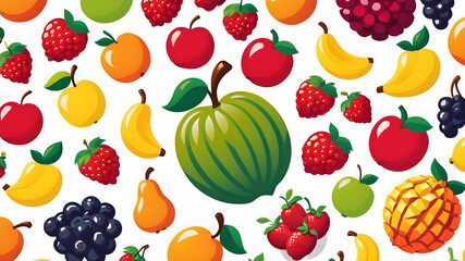 Many fruits together themed logo icon symbol emblem on the white background Generative AI