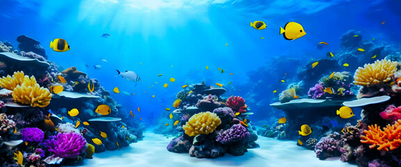 Beneath the Waves: A Tranquil Underwater Paradise with Vibrant Coral Reefs and Exotic Marine Life