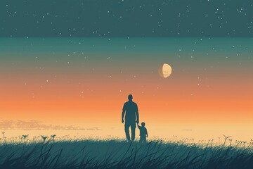 Vector art illustration for father's day , single father 