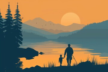 Vector art illustration for father's day , single father 
