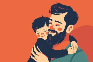 Vector art illustration for father's day , single father 