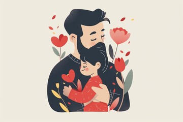 Vector art illustration for father's day , single father 