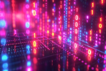 Fototapeta premium Digital Binary Technology Background created with Generative AI