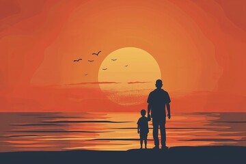 Vector art illustration for father's day , single father 