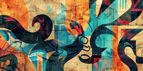 Obraz premium Graffiti art background on the wall, wallpaper