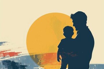 Vector art illustration for father's day , single father 