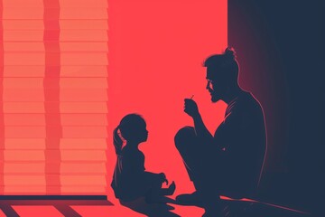Vector art illustration for father's day , single father 