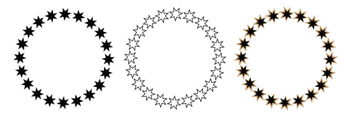 Circle star icon. Circle star vector set.