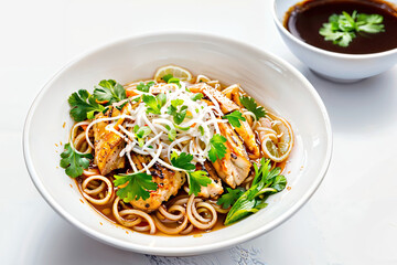 Noodles with vegetables : AI Generative, not upscale	