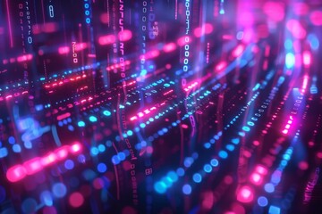 Obraz premium Digital Binary Technology Background created with Generative AI