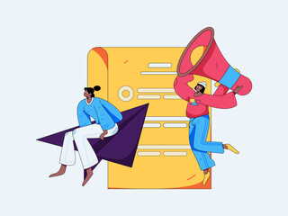 Personnel doing job interview flat vector concept operation hand drawn illustration
