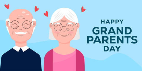 happy grandparents day horizontal banner illustration