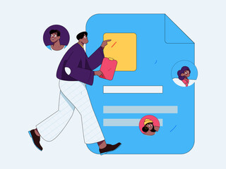 Personnel doing job interview flat vector concept operation hand drawn illustration
