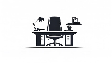 Fototapeta premium Office workspace desk icon logo symbol emblem on the white background Generative AI