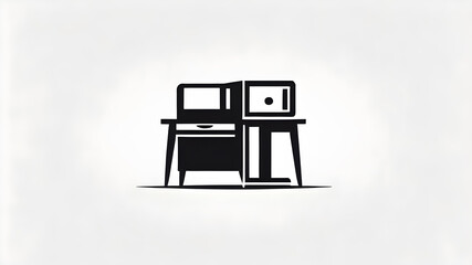 Fototapeta premium Office workspace desk icon logo symbol emblem on the white background Generative AI