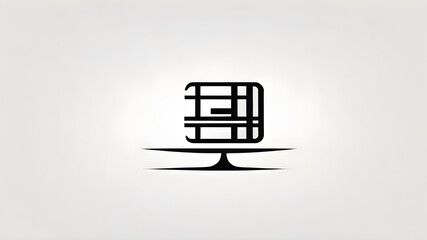 Office workspace desk icon logo symbol emblem on the white background Generative AI