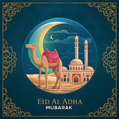 Eid al adha islamic background design, eid poster design