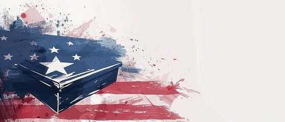 Abstract American Flag with Folded Military Flag.