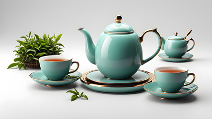 Fototapeta premium Tea themed icon logo symbol emblem on the white background Generative AI