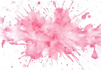 Pink ink splashes, pink paint splashes, pink blot on white, red paint splash isolated, Pink color watercolor splash paint effect on white background, colorful 