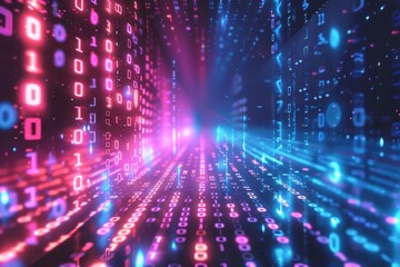 Obraz premium Digital Binary Technology Background created with Generative AI