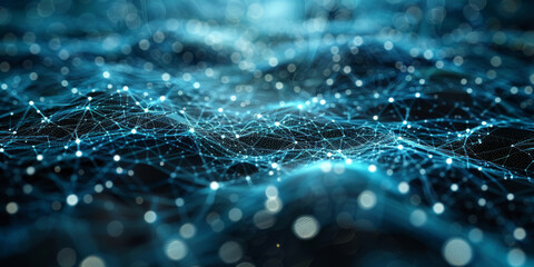 Digital background for tech, AI, neural networks, data, audio, graphics