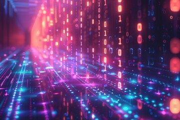 Fototapeta premium Digital Binary Technology Background created with Generative AI