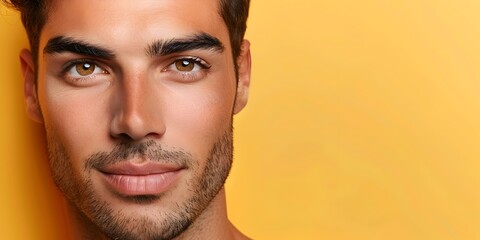 Obraz premium Handsome South American Man s Face for Skincare Advertising Banner
