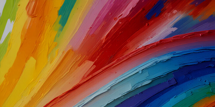 Colorful brush strokes of oil paint on a white background close up. Beautiful paint texture. Created with generative AI