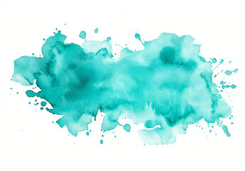 abstract watercolor background with splashes, Turquoise splash isolated on white background, Turquoise splashes, Turquoise paint blot, Turquoisecolor watercolor splash paint effect on white background