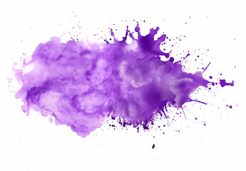 Fototapeta premium Violet color splashes on white, Violet paint blot, Violet splash, abstract watercolor background with splashes, Violet color watercolor splash paint effect on white background, colorful