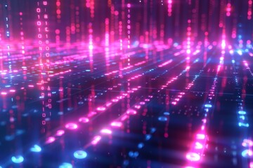 Obraz premium Digital Binary Technology Background created with Generative AI