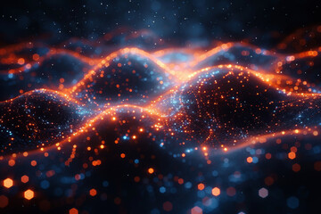 Digital background for tech, AI, neural networks, data, audio, graphics