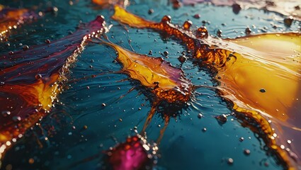Abstract Liquid Texture with Vibrant Colors and Shimmering Details
