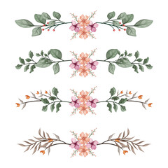 The Blooms Greenery Floral Foliage Ornament Corner Text Separator Elegance Framie for Invitations Card Template